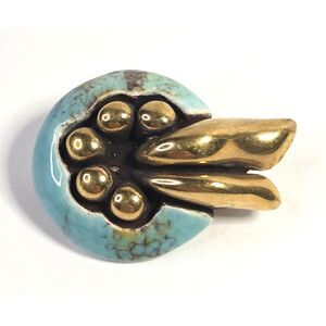 Vintage Ceramic Turquoise and Gold Enamel